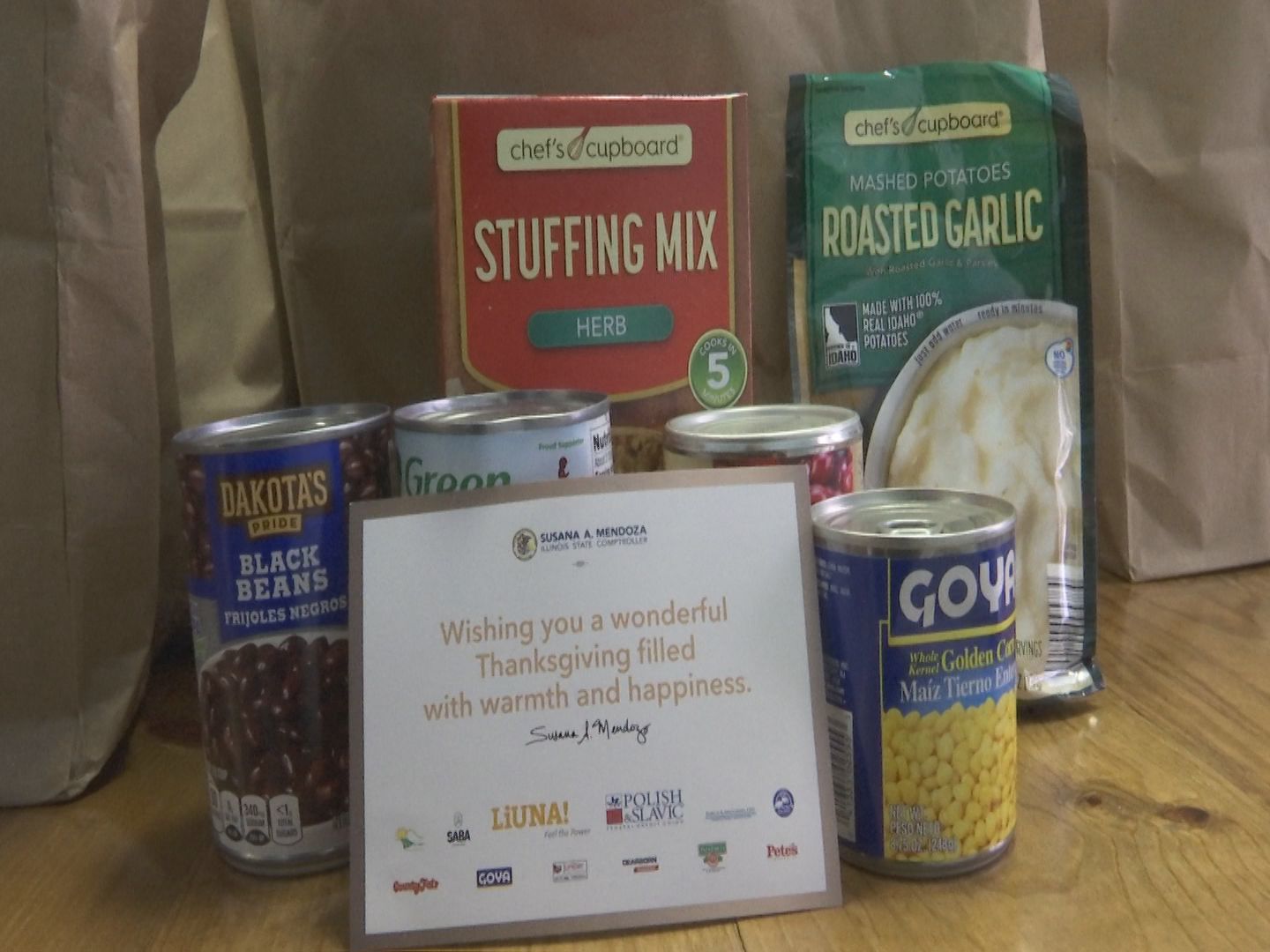 groceries donated in Cairo for Thanksgiving